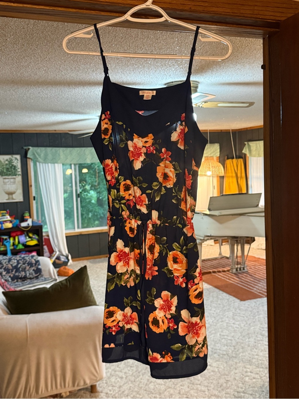 Xhilaration Navy Floral Sleeveless Romper